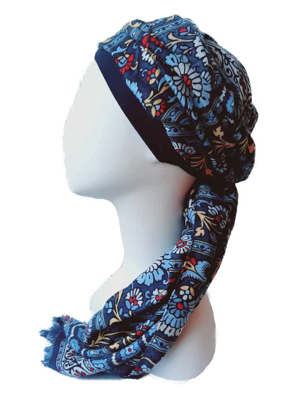 New Delhi Fantaisie NF1693 Blue Lily Chemo mutsjes voorgevormde chemo sjaals - New Delhi - Lookhatme